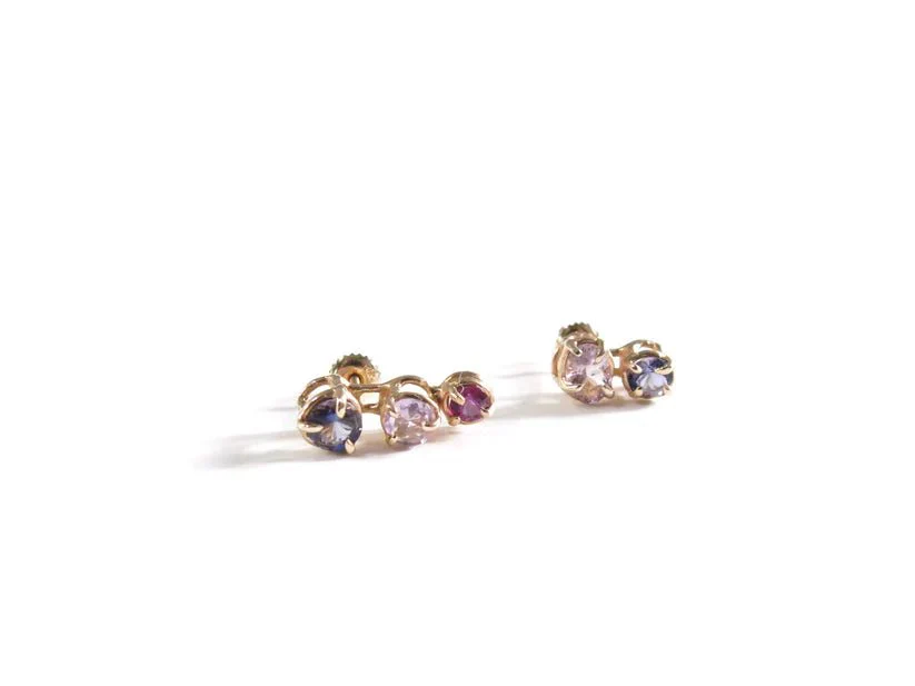 Elaine Ho 14K Gold Earrings (Iolites, Amethyst & Garnet) - Image 3