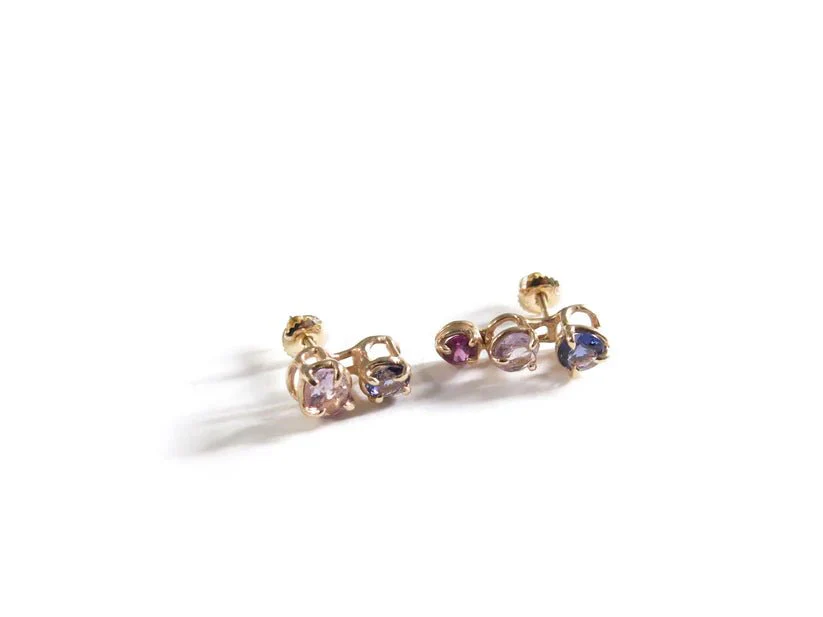 Elaine Ho 14K Gold Earrings (Iolites, Amethyst & Garnet) - Image 5