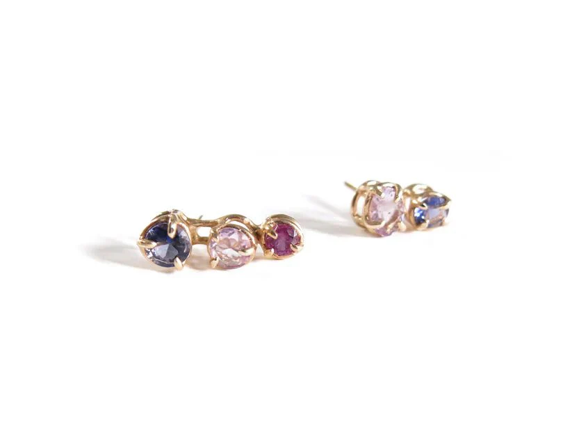 Elaine Ho 14K Gold Earrings (Iolites, Amethyst & Garnet) - Image 6