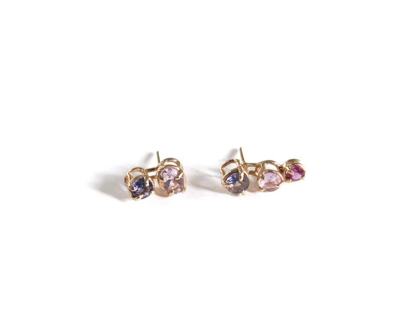 Elaine Ho 14K Gold Earrings (Iolites, Amethyst & Garnet) - Image 7