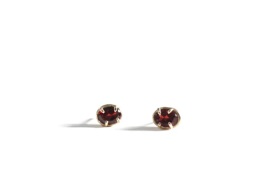 Elaine Ho 14K Gold Earrings (Oval Garnets) - Image 2
