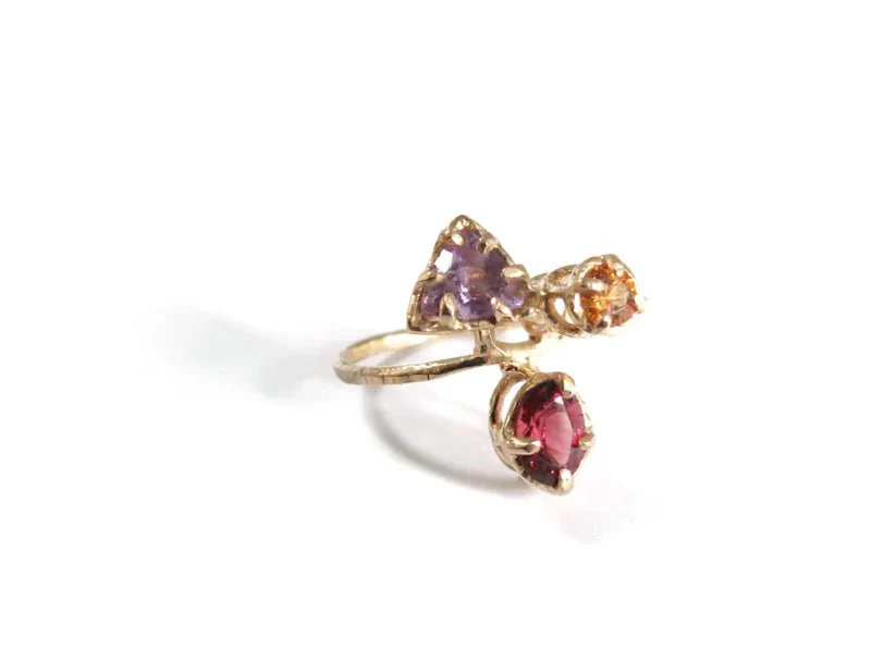 Elaine Ho 14K Gold Ring (Amethyst, Spessartine Garnet & Garnet)