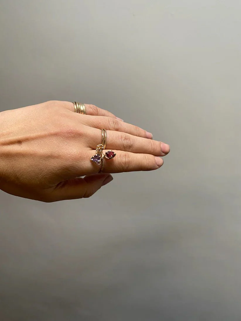 Elaine Ho 14K Gold Ring (Amethyst, Spessartine Garnet & Garnet) - Image 2