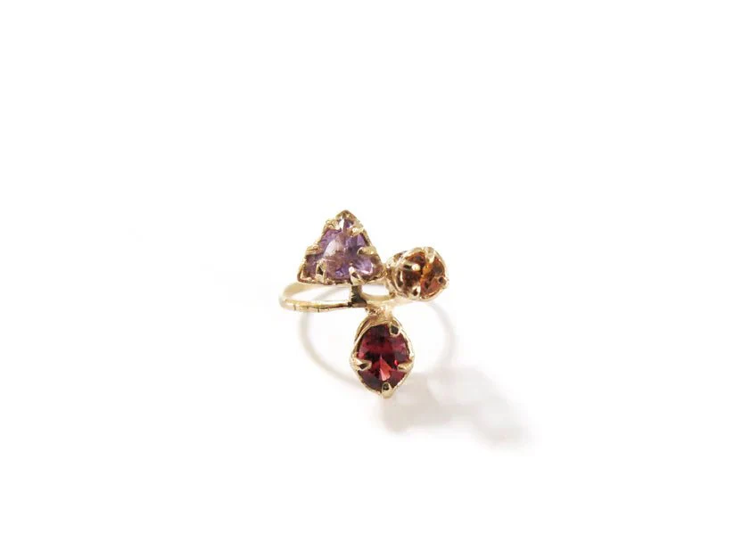 Elaine Ho 14K Gold Ring (Amethyst, Spessartine Garnet & Garnet) - Image 7