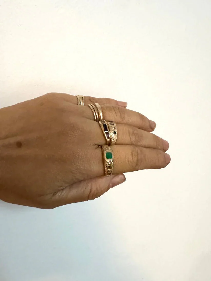 Elaine Ho 14K Gold Ring (Emerald and Yellow Diamonds) - Image 10