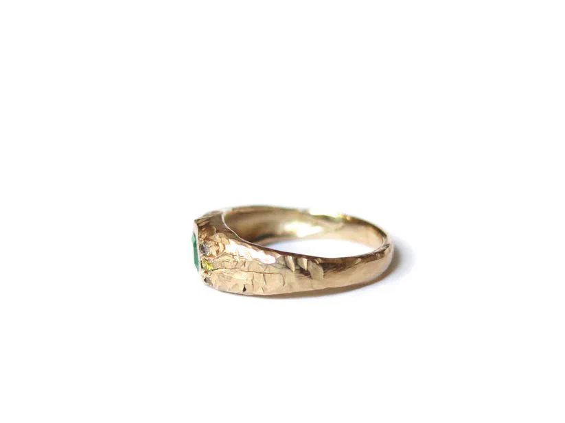 Elaine Ho 14K Gold Ring (Emerald and Yellow Diamonds) - Image 8