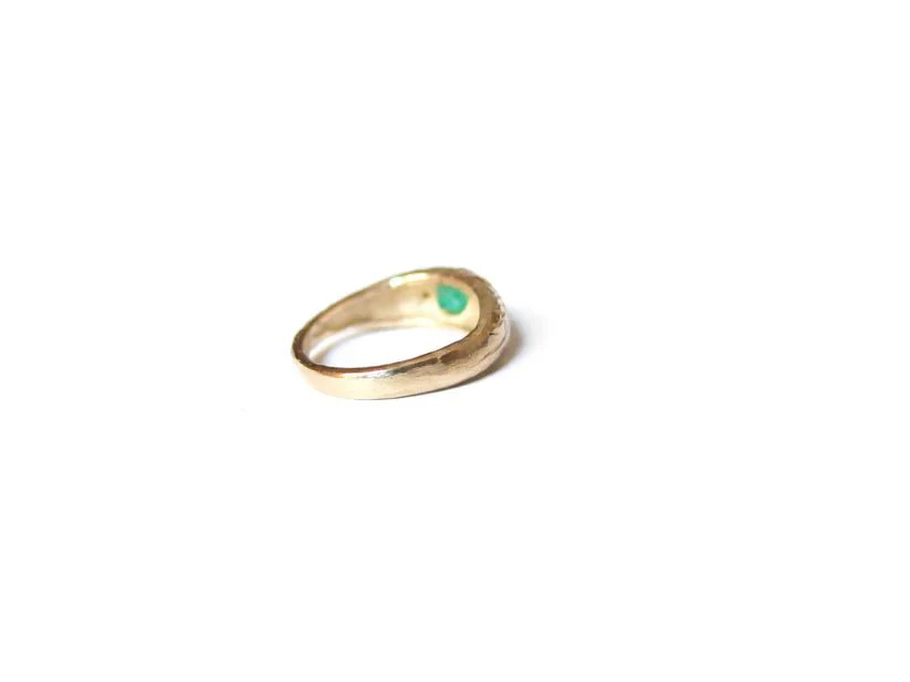 Elaine Ho 14K Gold Ring (Emerald and Yellow Diamonds) - Image 9