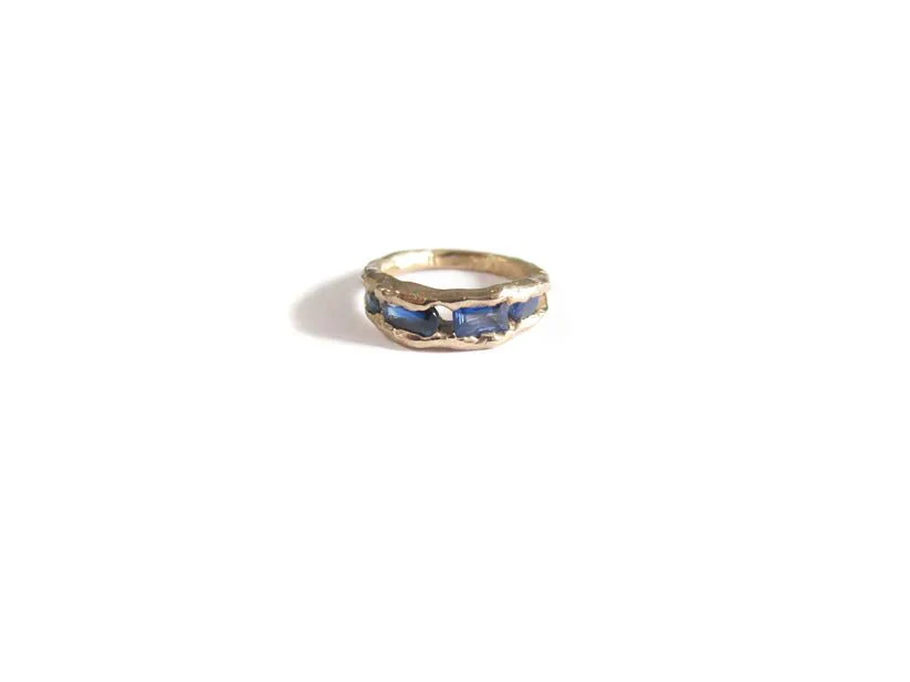 Elaine Ho 14K Gold Ring (Four Sapphires) - Image 5