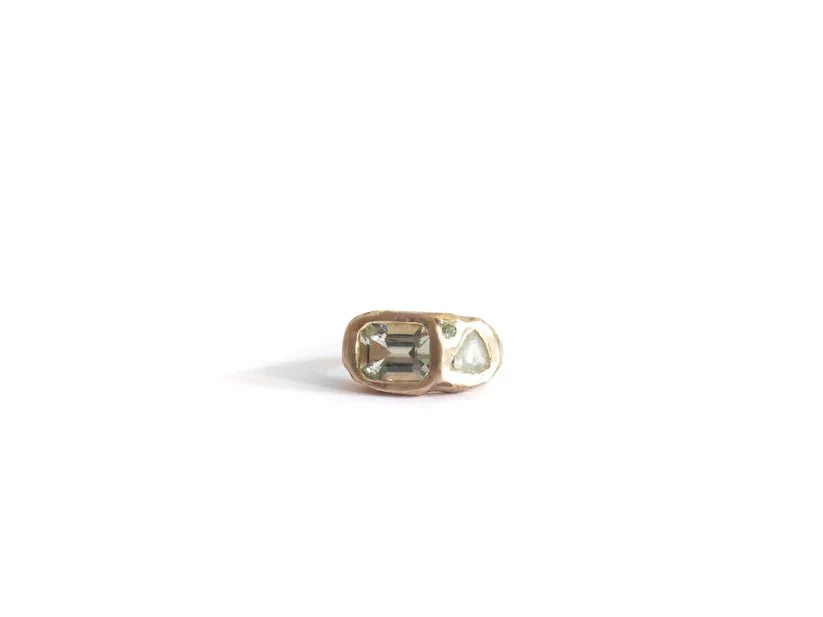 Elaine Ho 14K Gold Ring (Prasiolite, Sapphire & Tourmaline) - Image 10