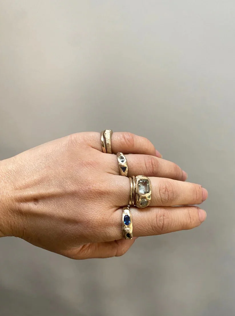 Elaine Ho 14K Gold Ring (Prasiolite, Sapphire & Tourmaline) - Image 2