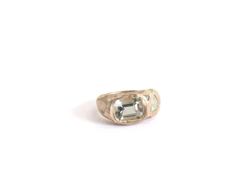 Elaine Ho 14K Gold Ring (Prasiolite, Sapphire & Tourmaline) - Image 3