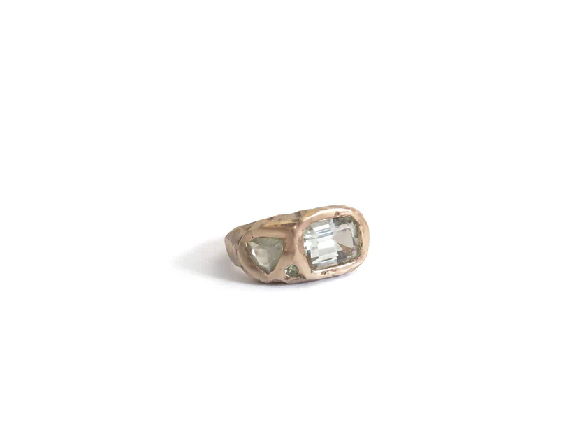 Elaine Ho 14K Gold Ring (Prasiolite, Sapphire & Tourmaline) - Image 4