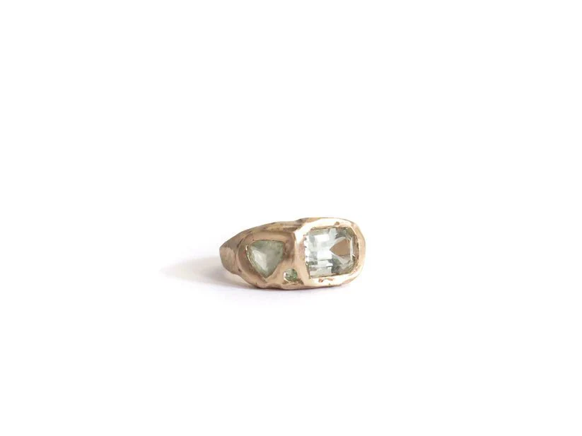 Elaine Ho 14K Gold Ring (Prasiolite, Sapphire & Tourmaline) - Image 7