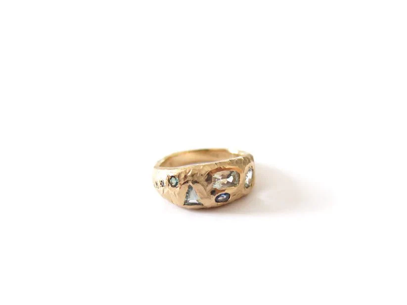Elaine Ho 14K Gold Ring (Sapphires, Aquamarine & Blue Diamonds) - Image 10