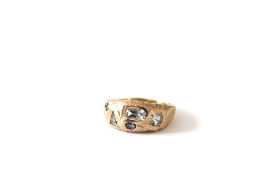 Elaine Ho 14K Gold Ring (Sapphires, Aquamarine & Blue Diamonds) - Image 11