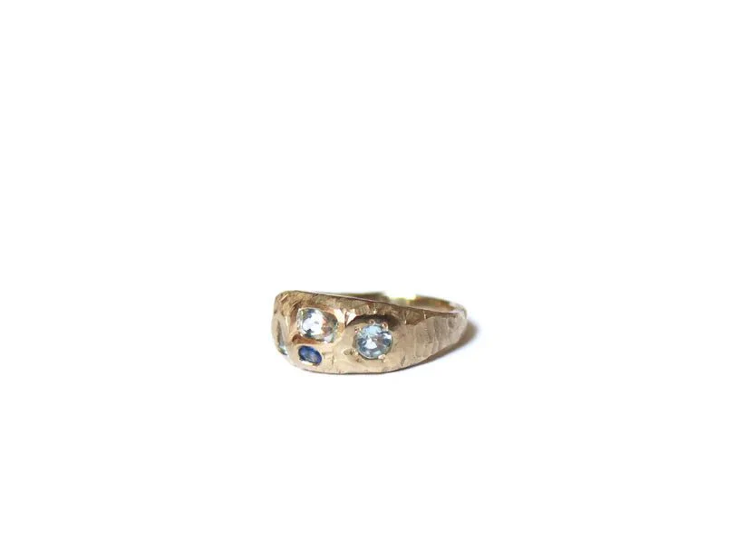 Elaine Ho 14K Gold Ring (Sapphires, Aquamarine & Blue Diamonds) - Image 7