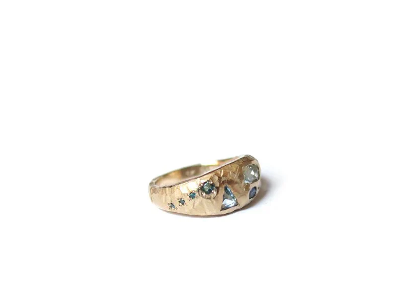 Elaine Ho 14K Gold Ring (Sapphires, Aquamarine & Blue Diamonds) - Image 8