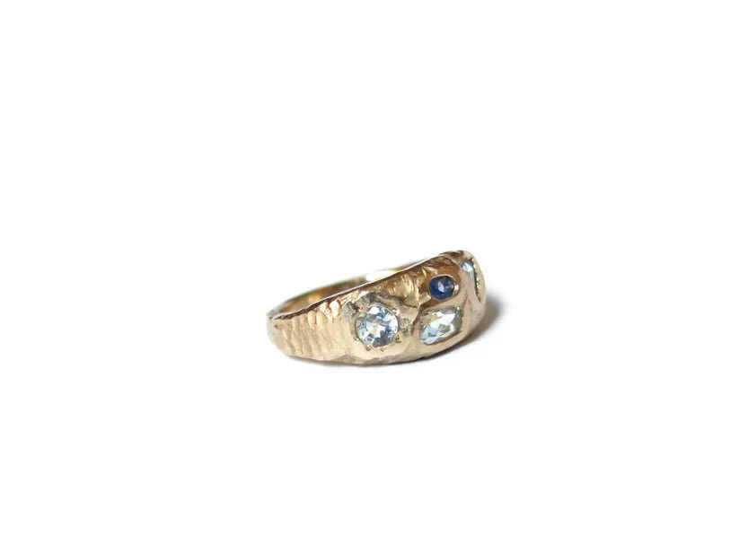 Elaine Ho 14K Gold Ring (Sapphires, Aquamarine & Blue Diamonds) - Image 9