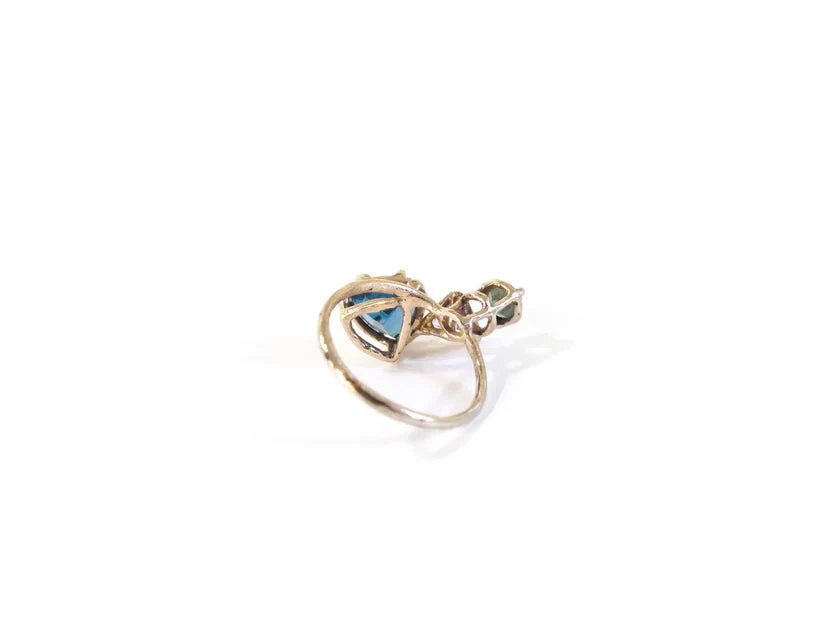 Elaine Ho 14K Gold Ring (Topaz, Sapphire & Sapphire) - Image 10