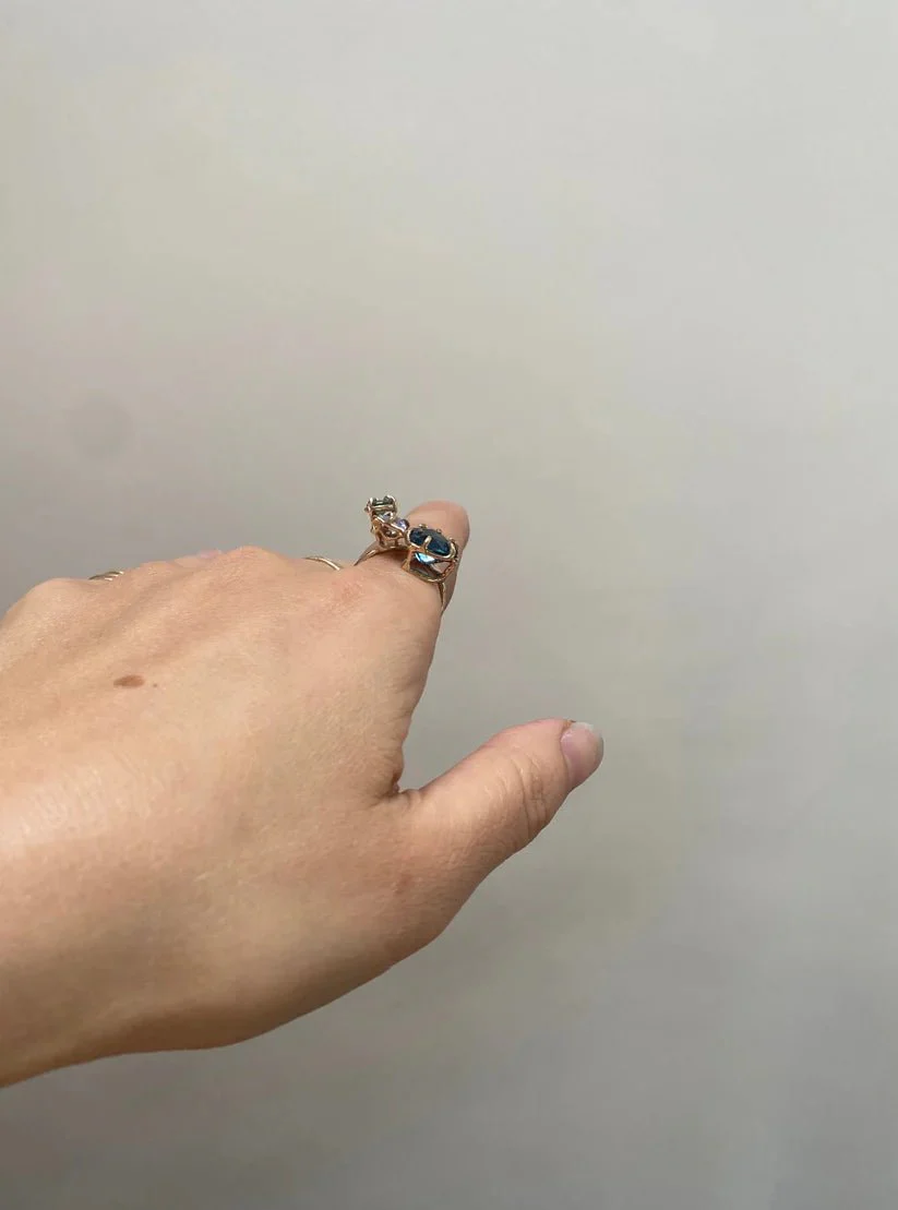 Elaine Ho 14K Gold Ring (Topaz, Sapphire & Sapphire) - Image 3