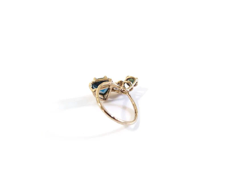 Elaine Ho 14K Gold Ring (Topaz, Sapphire & Sapphire) - Image 6