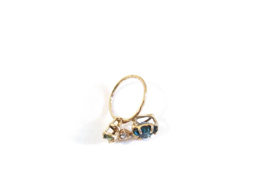 Elaine Ho 14K Gold Ring (Topaz, Sapphire & Sapphire) - Image 7