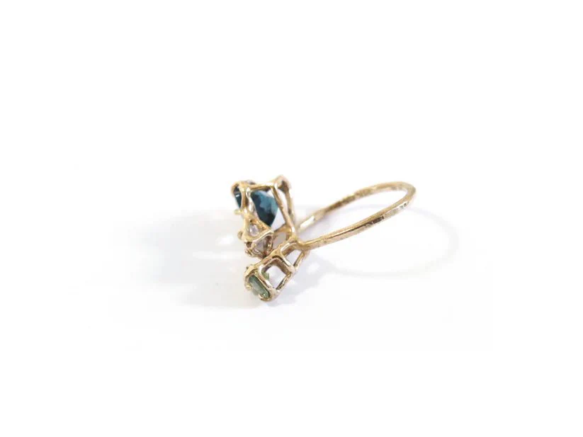 Elaine Ho 14K Gold Ring (Topaz, Sapphire & Sapphire) - Image 8
