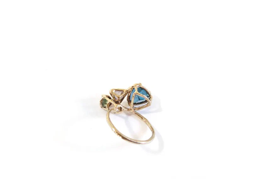 Elaine Ho 14K Gold Ring (Topaz, Sapphire & Sapphire) - Image 9