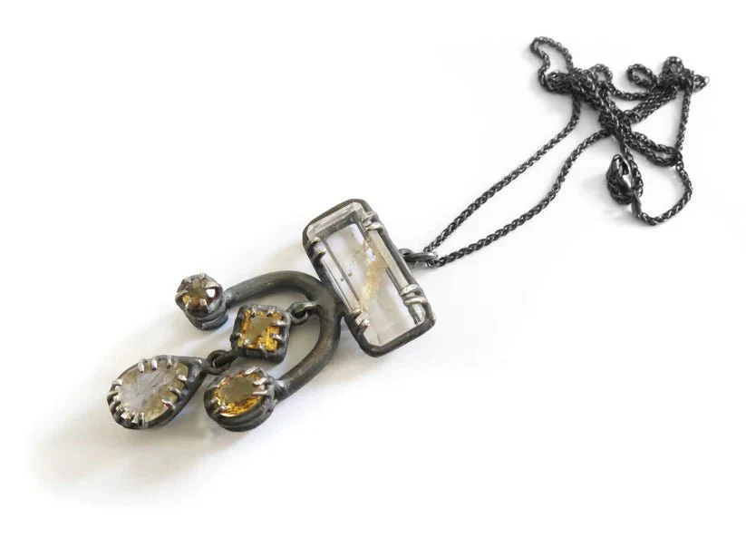 Elaine Ho Pendant Necklace (Landscape Quartz, Citrine, Golden Rutile) - Image 4