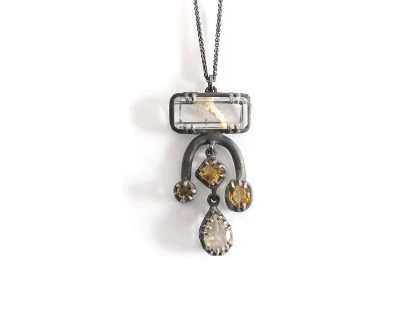 Elaine Ho Pendant Necklace (Landscape Quartz, Citrine, Golden Rutile) - Image 6
