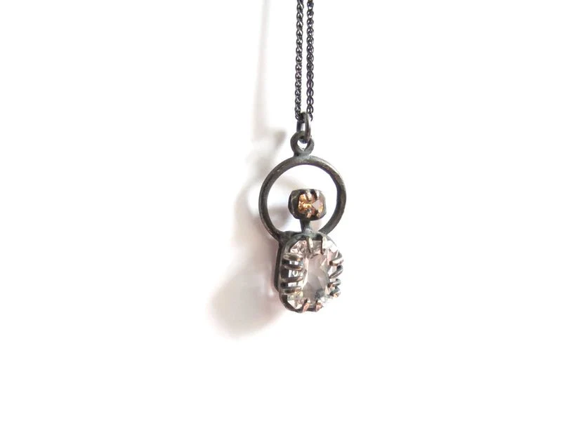 Elaine Ho Pendant Necklace (Orange Topaz and Quartz) - Image 3