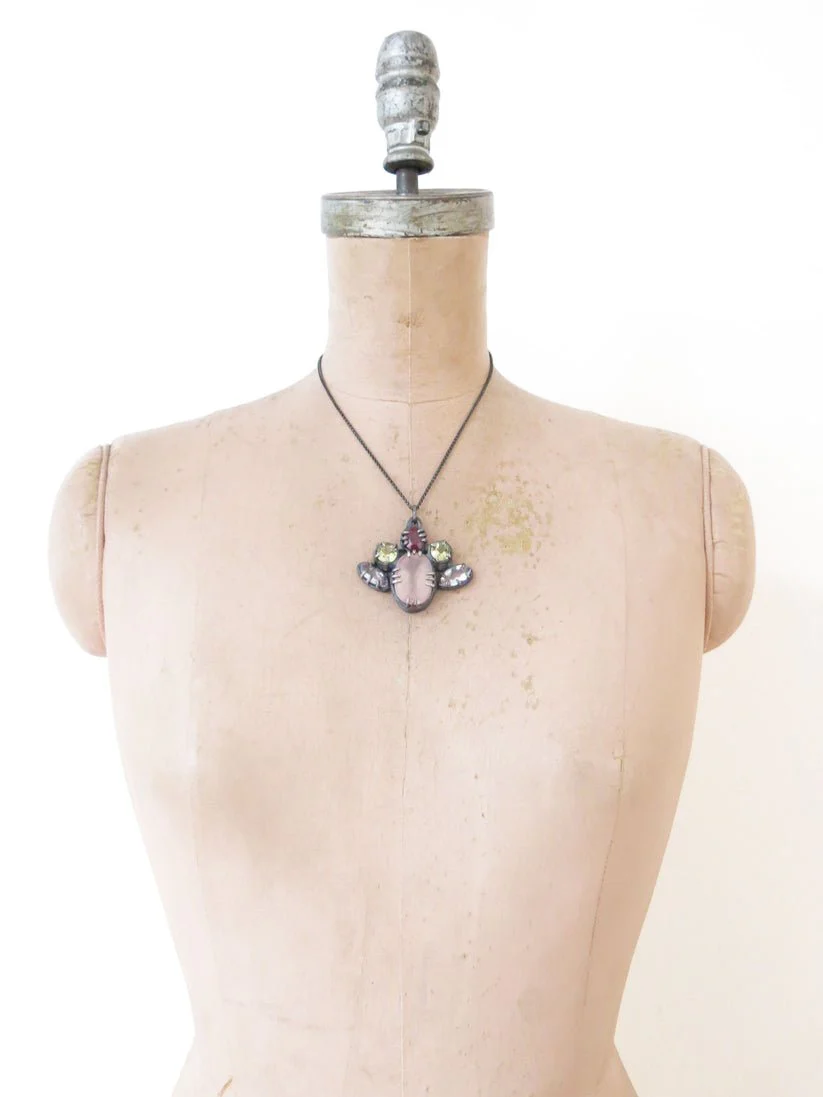 Elaine Ho Pendant Necklace (Rose Quartz, Pink Sapphire, Lemon Quartz & Amethyst) - Image 10