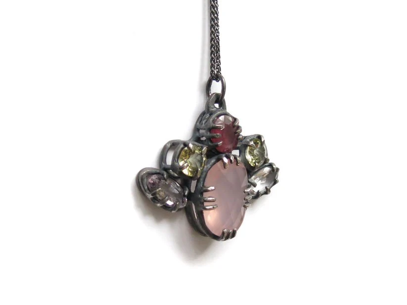 Elaine Ho Pendant Necklace (Rose Quartz, Pink Sapphire, Lemon Quartz & Amethyst) - Image 8