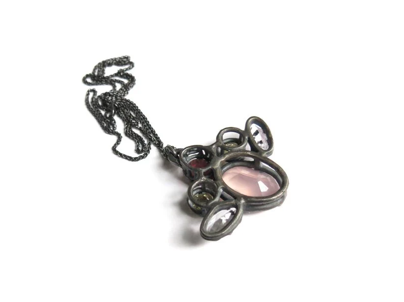Elaine Ho Pendant Necklace (Rose Quartz, Pink Sapphire, Lemon Quartz & Amethyst) - Image 9