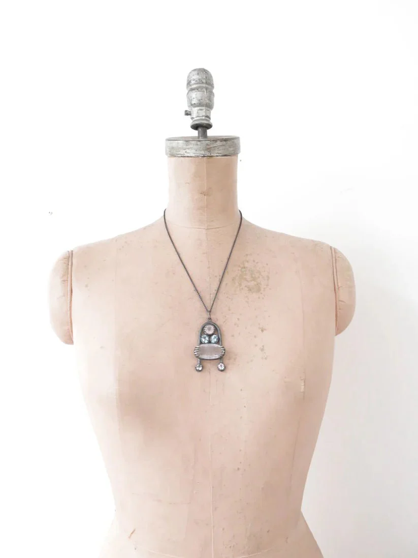 Elaine Ho Pendant Necklace (Rose Quartz, Sky Blue Topaz, and Super Seven Amethyst) - Image 7