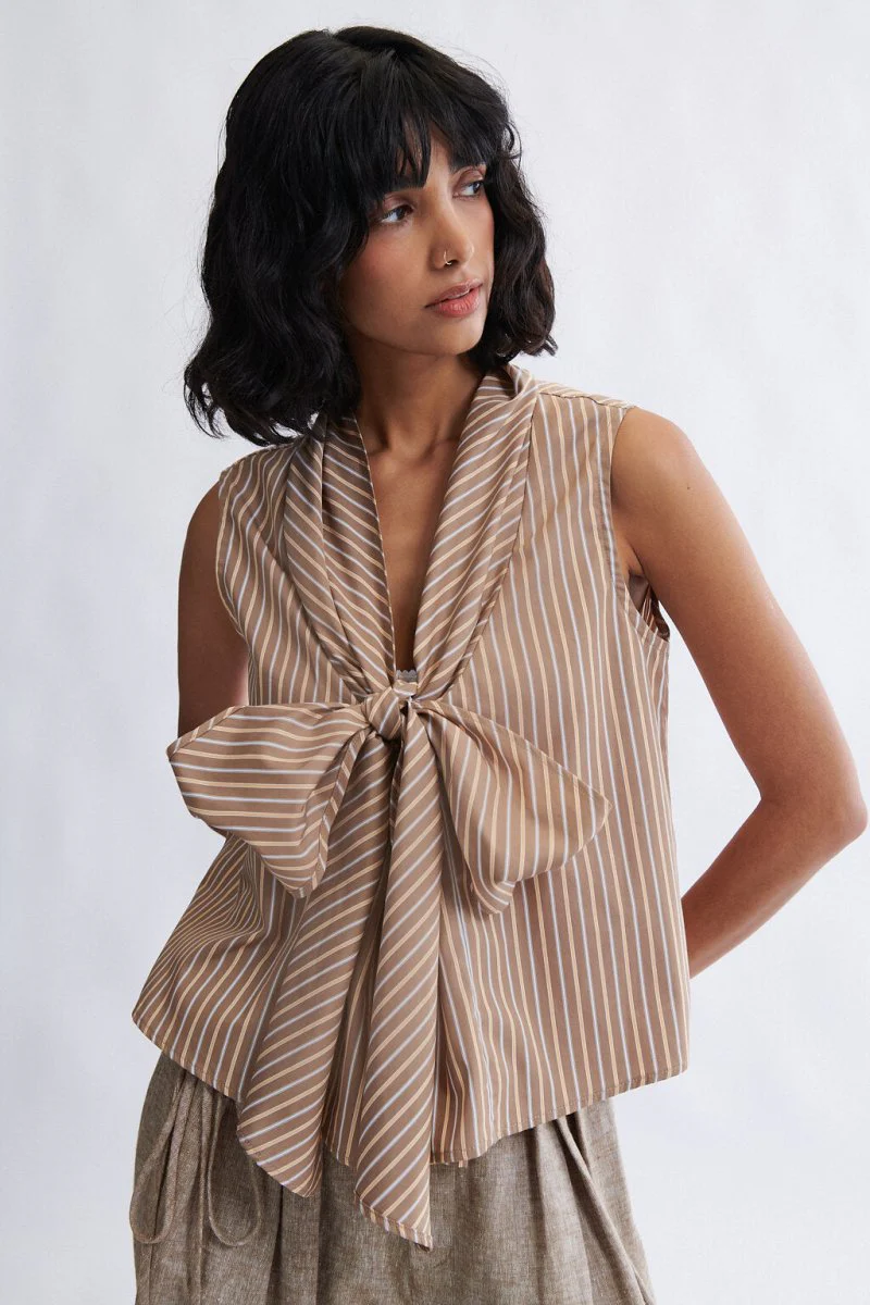 Eliza Faulkner Annette Blouse - Brown Stripe (Online Exclusive)