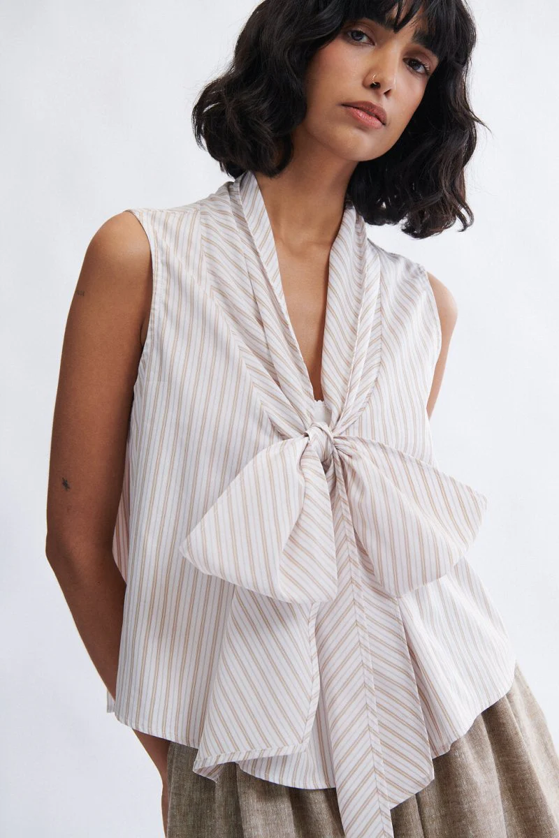Eliza Faulkner Annette Blouse - Cream Stripe (Online Exclusive)