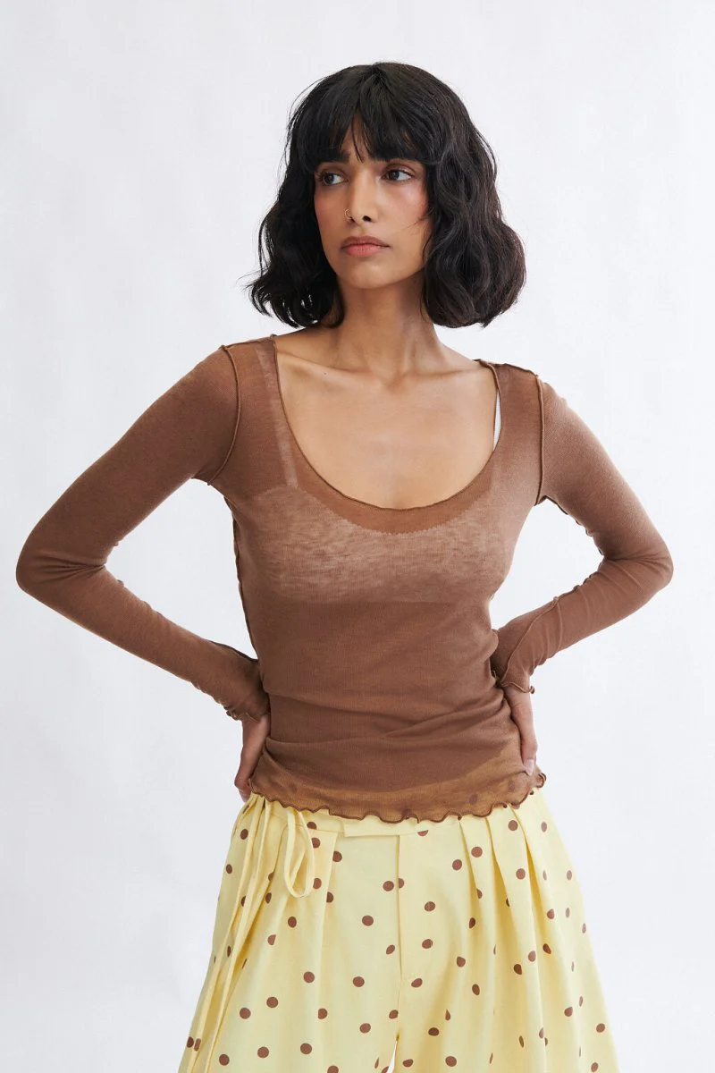Eliza Faulkner Carla Longsleeve Top - Chocolate (Online Exclusive) - Image 15
