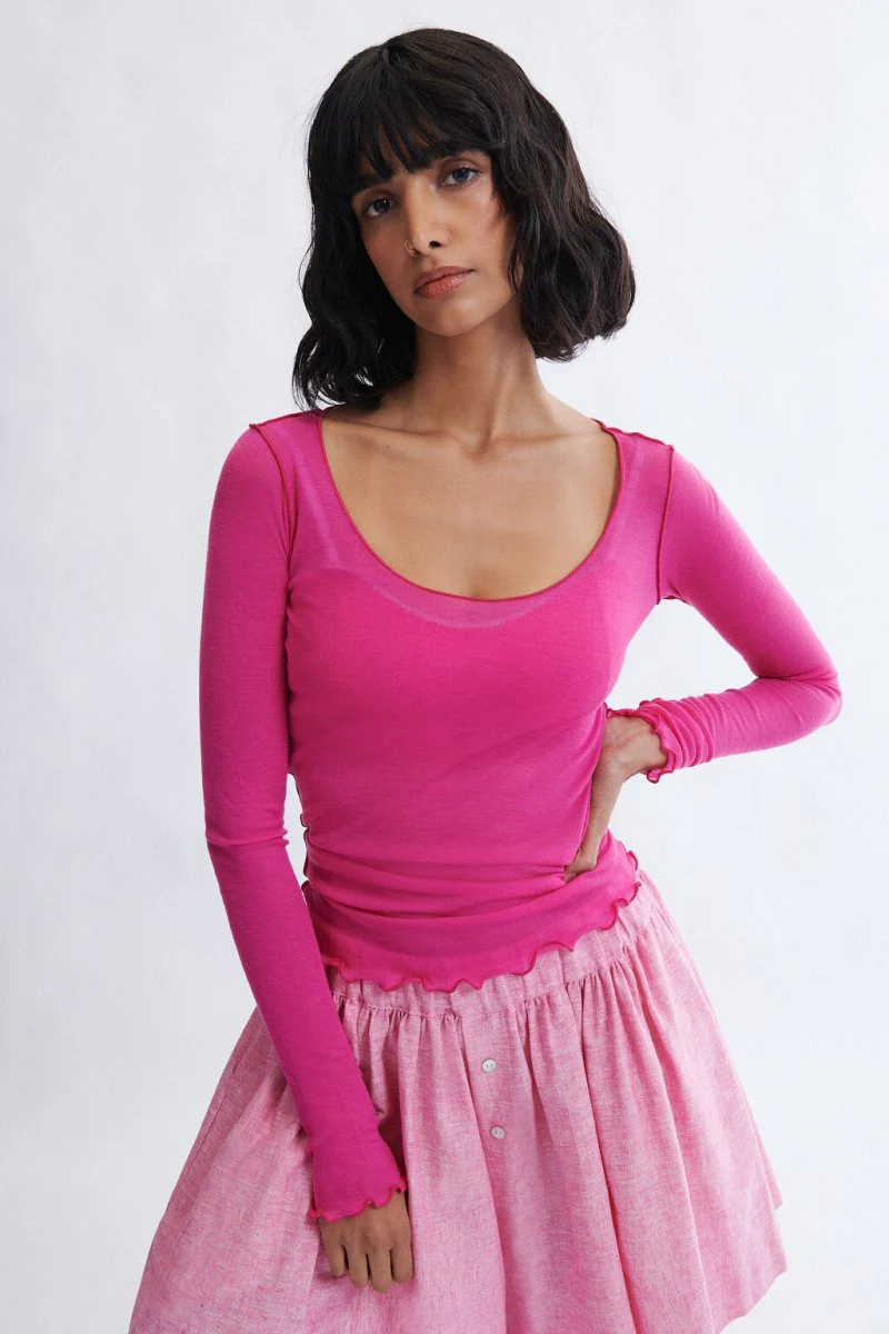 Eliza Faulkner Carla Longsleeve Top - Raspberry (Online Exclusive)