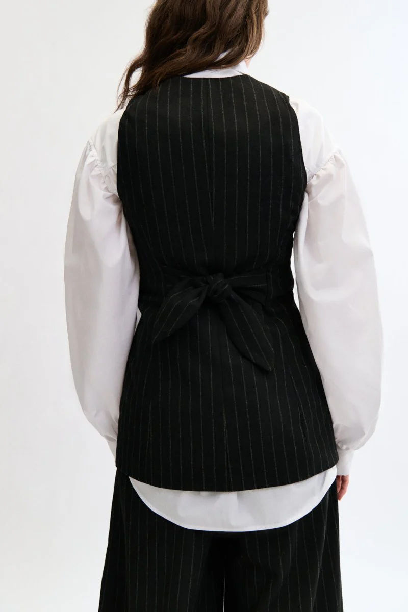 Eliza Faulkner Juliette Vest - Black Pinstripe (Online Exclusive) - Image 3