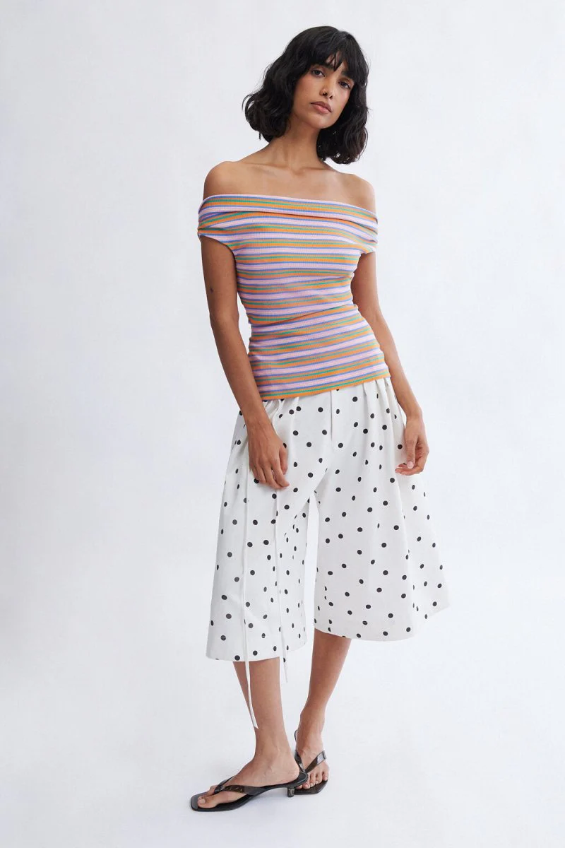 Eliza Faulkner Juniper Off-Shoulder Top - Pink Stripe (Online Exclusive) - Image 3