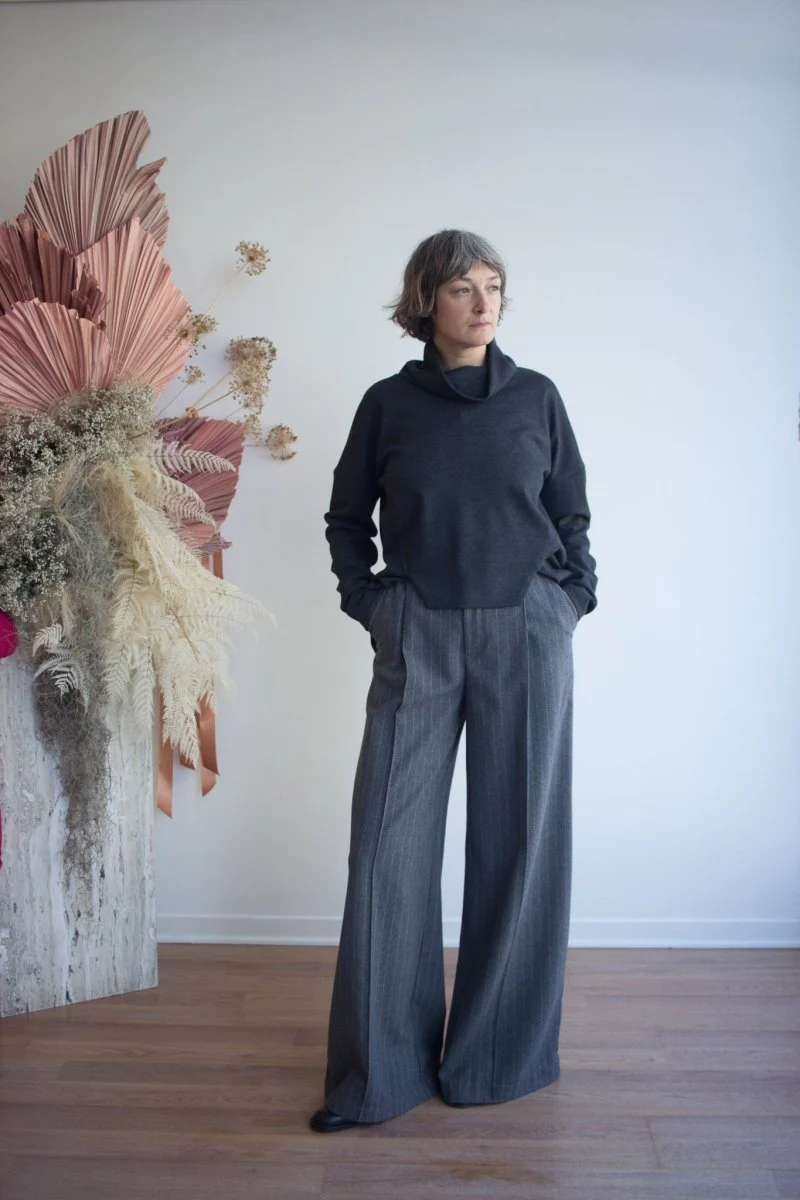 Eliza Faulkner Lavoy Pant - Grey Pinstripe (Online Exclusive) - Image 2
