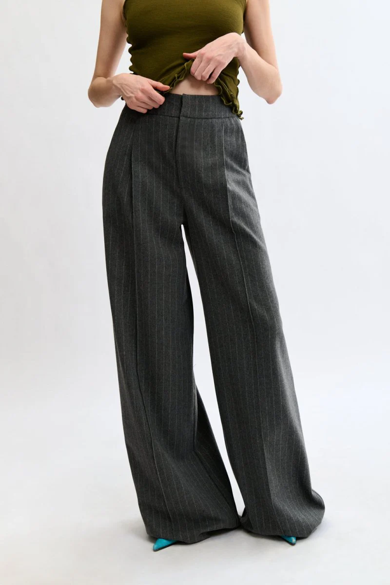 Eliza Faulkner Lavoy Pant - Grey Pinstripe (Online Exclusive) - Image 7