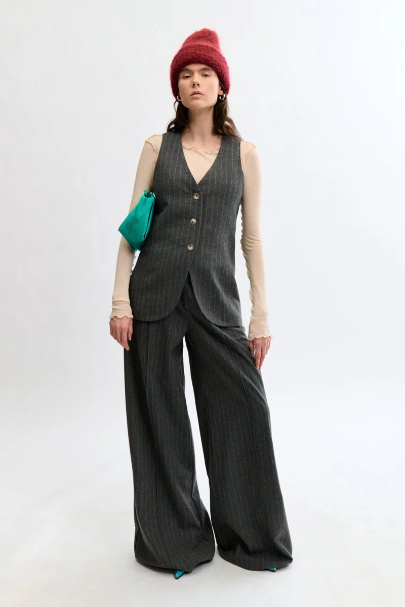 Eliza Faulkner Lavoy Pant - Grey Pinstripe (Online Exclusive) - Image 9