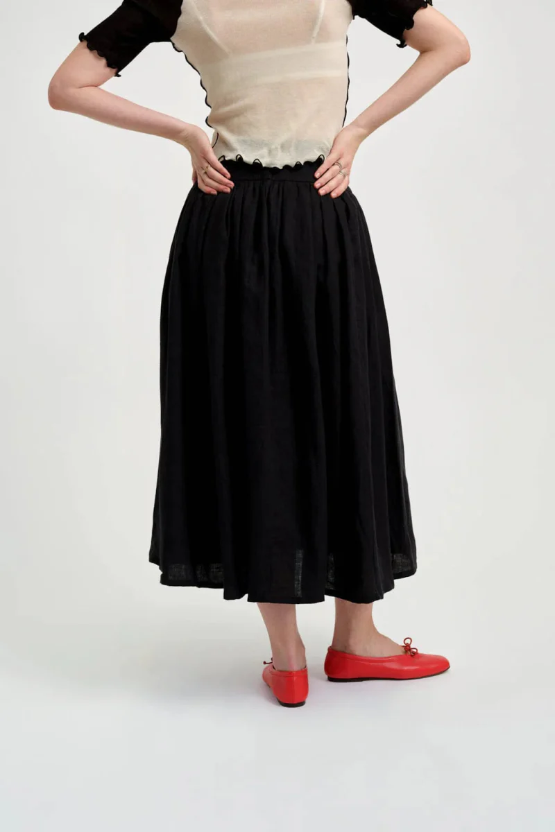 Eliza Faulkner Lucille Skirt (Black Linen) - Image 11