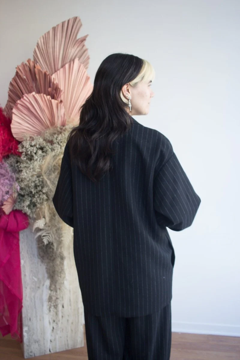 Eliza Faulkner Mara Coat - Black Pinstripe (Online Exclusive) - Image 4