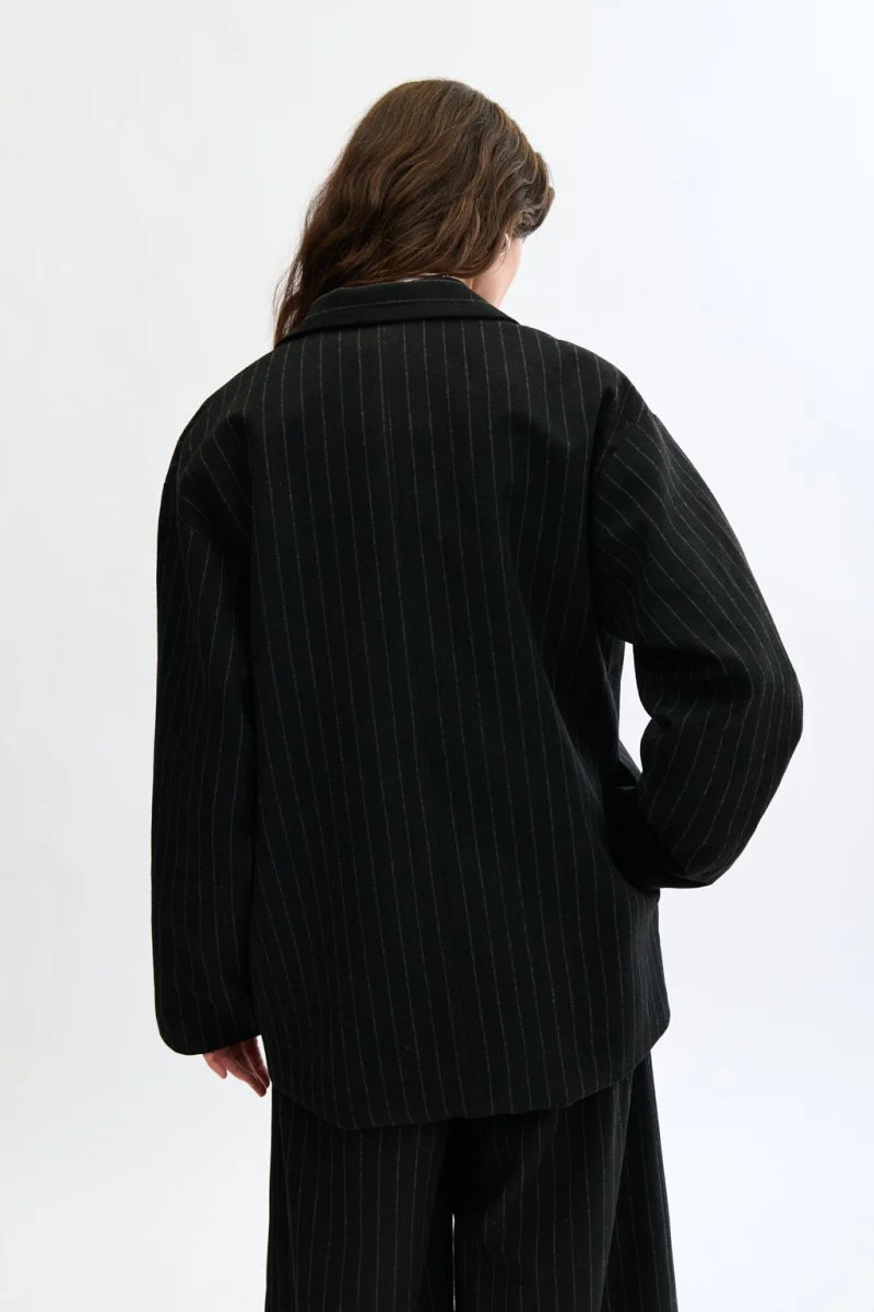 Eliza Faulkner Mara Coat - Black Pinstripe (Online Exclusive) - Image 7
