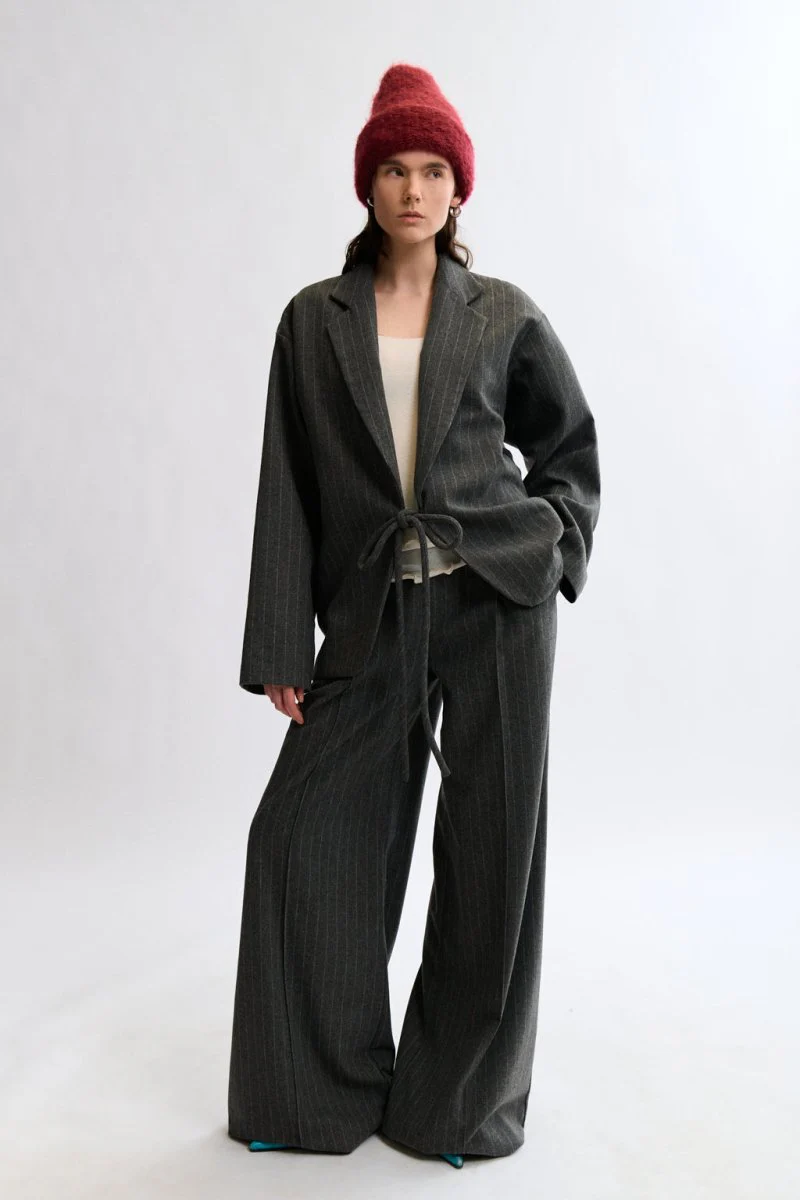 Eliza Faulkner Mara Coat - Grey Pinstripe (In-Store) - Image 14
