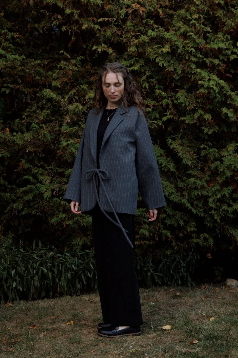 Eliza Faulkner Mara Coat - Grey Pinstripe (In-Store) - Image 3
