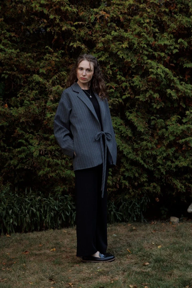 Eliza Faulkner Mara Coat - Grey Pinstripe (In-Store) - Image 5